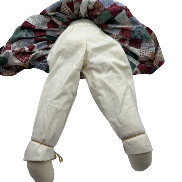 Handmade Patchwork Bunny Doll With Three Baby Bunnies In Apron 18" Plush Decor - Picture 10 of 13